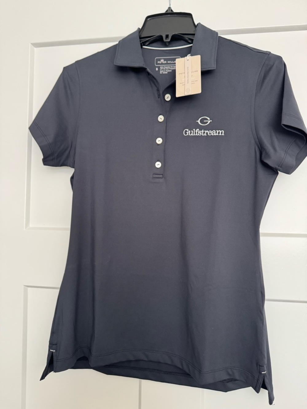 Women’s Peter Millar Black Gulfstream Button-Down Short Sleeve Polo ✨NWT✨